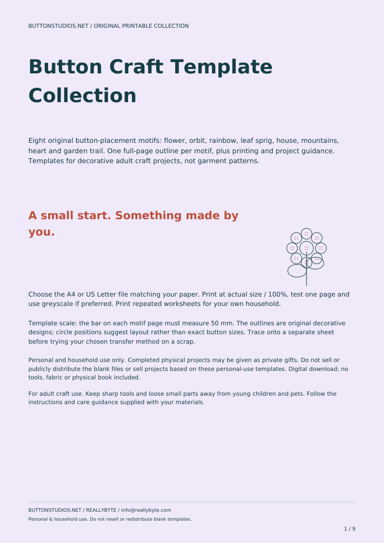 Button Craft Template Collection - Printable A4 & US Letter