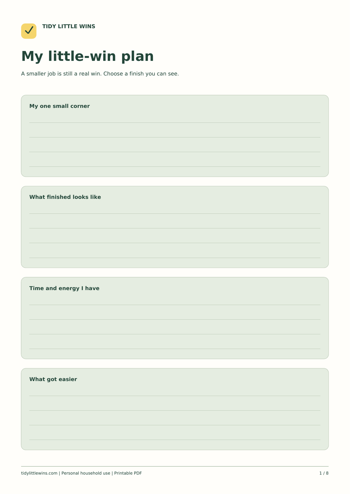 The Little Wins Home Planner - 8 Printable Household Planning Pages