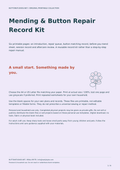 Mending & Button Repair Record Kit - Printable A4 & US Letter