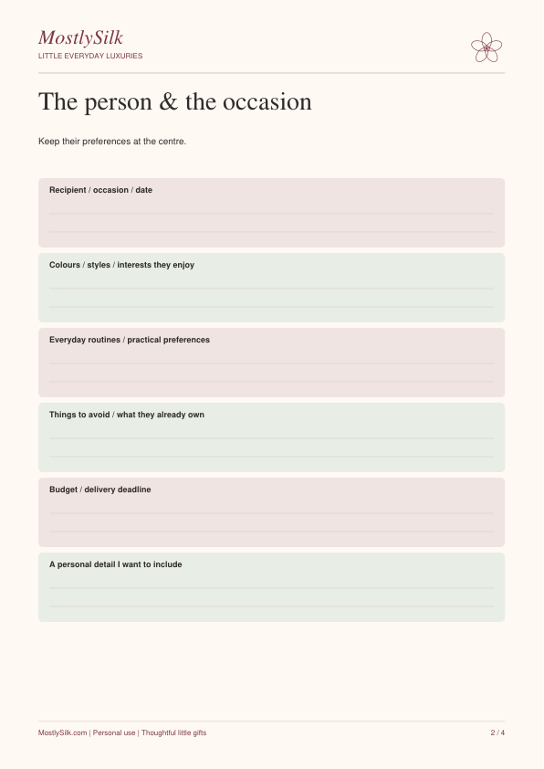 Thoughtful Little Gifts - MostlySilk Printable Gift Planner