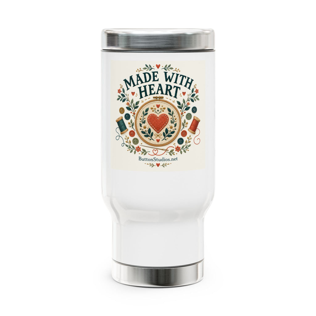 Made With Heart 14oz Stainless Steel Travel Mug with Handle