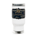 Travel Mug — 'Powered by Coffee & Curiosity' Pilot Aviation Stainless Steel 14oz