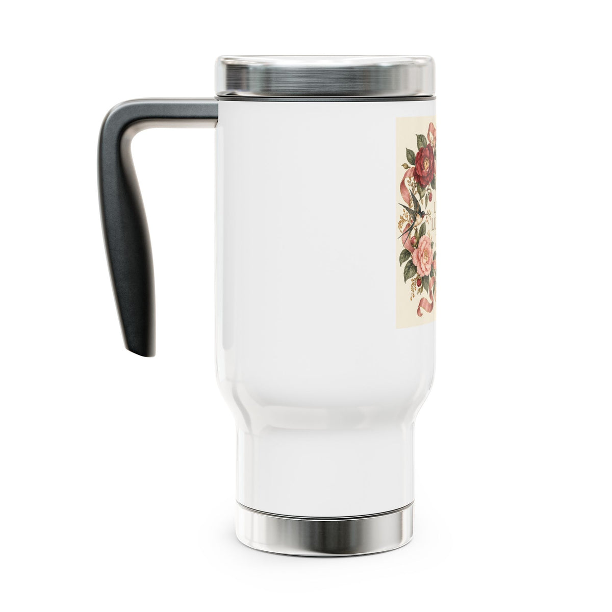 Floral 'Little Luxuries' 14oz Stainless Travel Mug with Handle