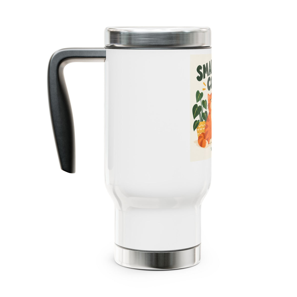 Small Wins Count Travel Mug — Cute Cat Motivational 14oz Stainless Steel Tumbler