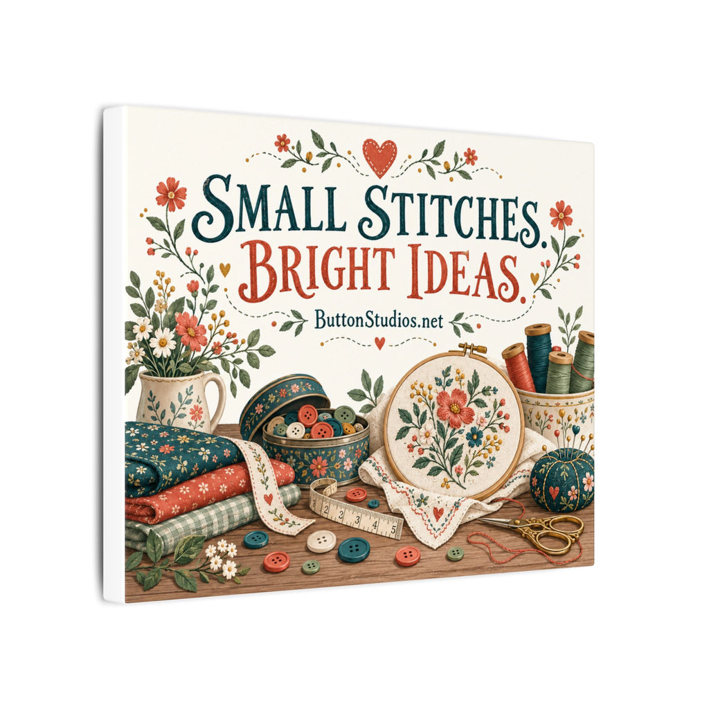 Small Stitches Bright Ideas Canvas Wall Art