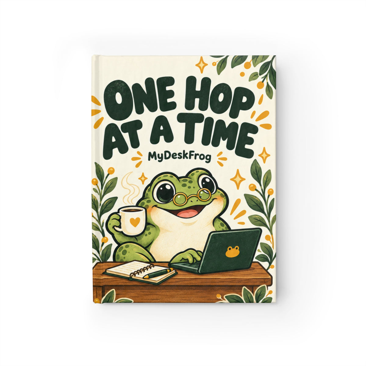 One Hop at a Time Frog Journal — Cute Motivational Blank Notebook for Work & Self-Care