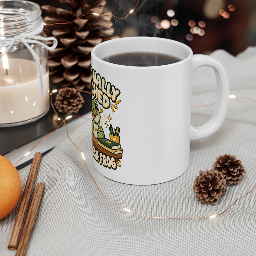 Emotionally Attached to My Desk Frog Mug – Cute Frog Coffee Cup for Plant & Desk Lovers