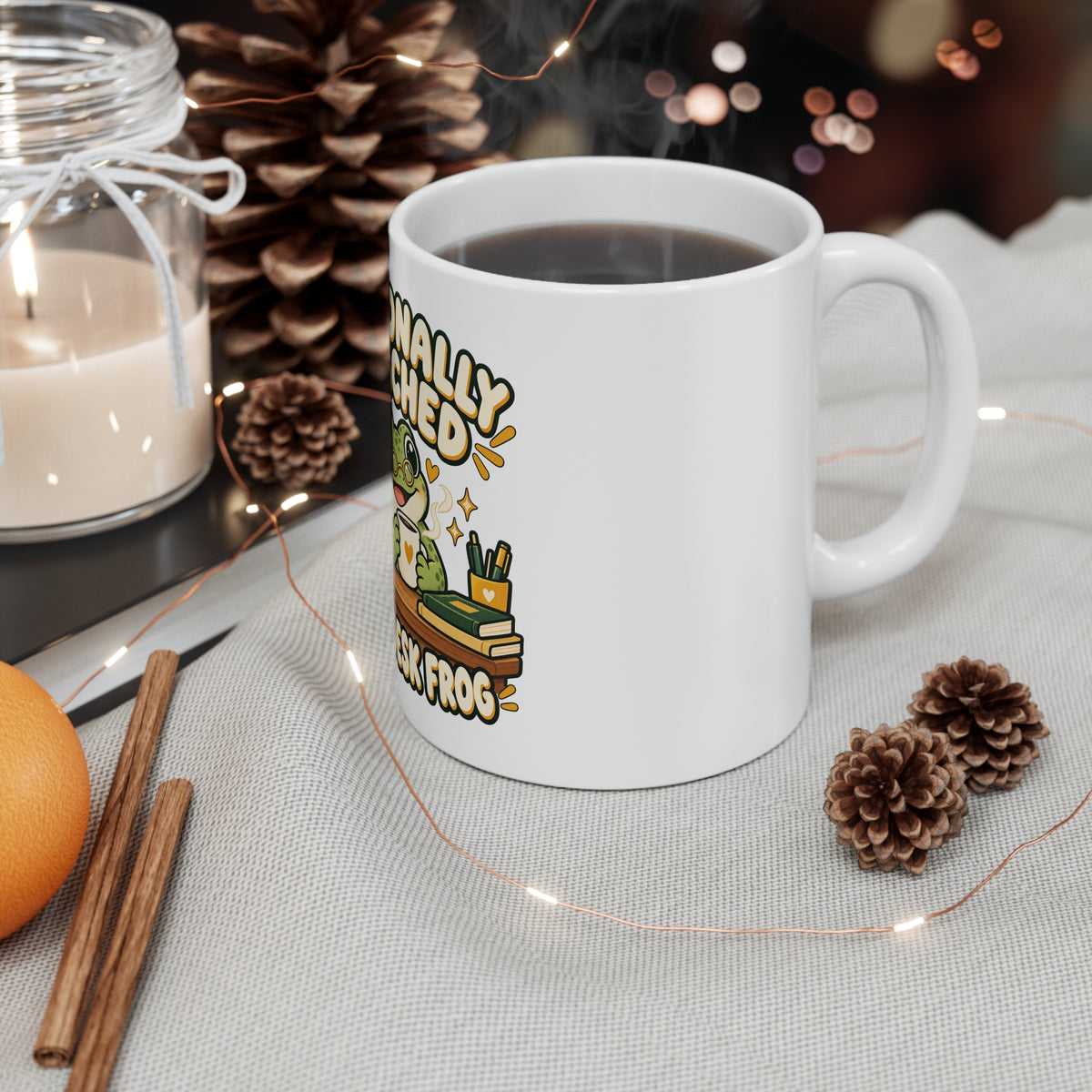 Emotionally Attached to My Desk Frog Mug – Cute Frog Coffee Cup for Plant & Desk Lovers