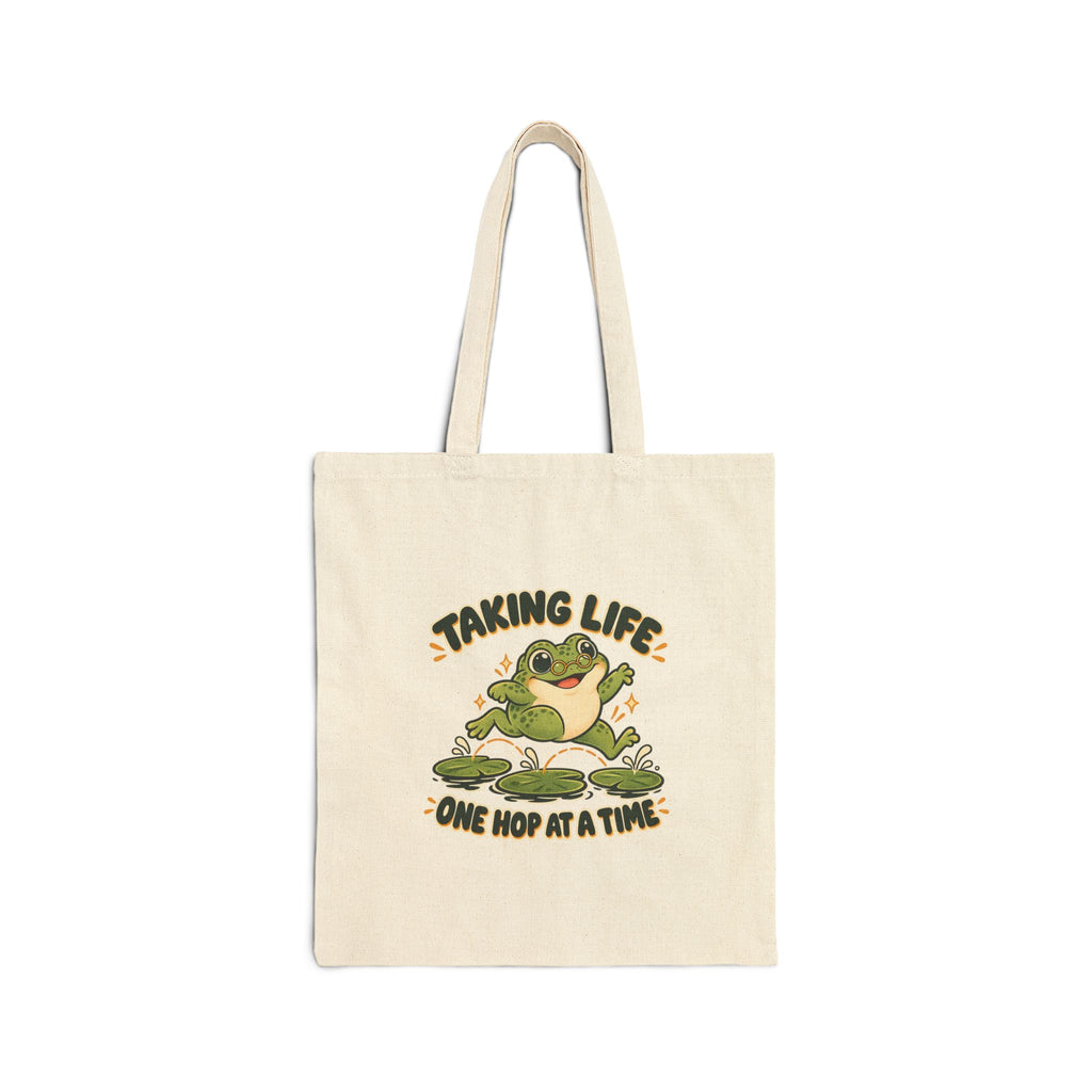 Canvas Tote - "Taking Life One Hop at a Time" Frog Eco Bag