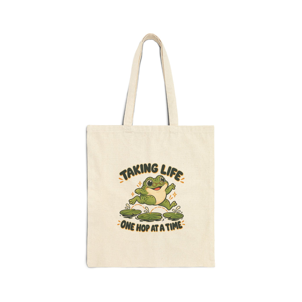 Canvas Tote - "Taking Life One Hop at a Time" Frog Eco Bag