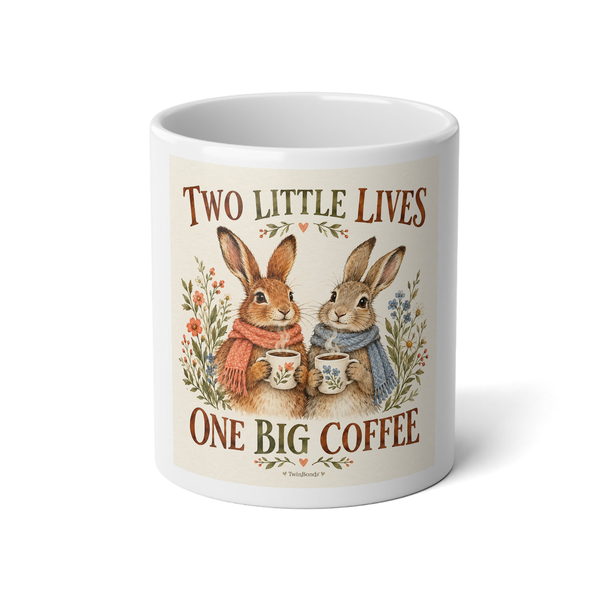 Two Little Lives One Big Coffee Jumbo Mug – 20oz Cute Bunny Couple Coffee Mug