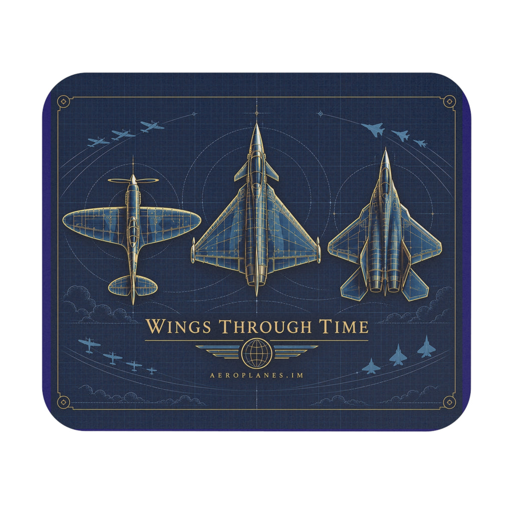 Aviation Mouse Pad — 'Wings Through Time' Blueprint Aircraft Desk Mat