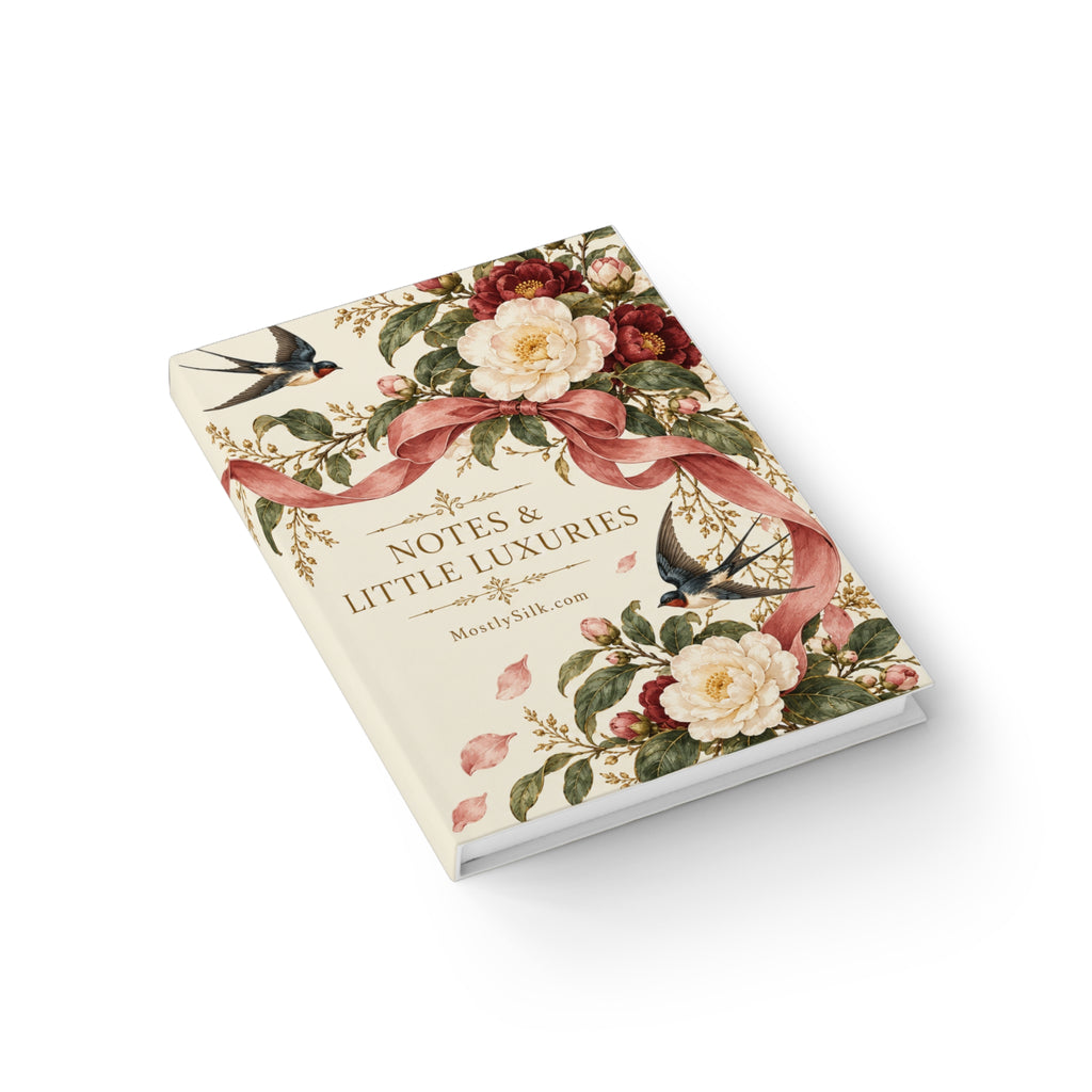 Floral Notes & Little Luxuries Journal — Vintage Ribbon & Swallows Hardcover