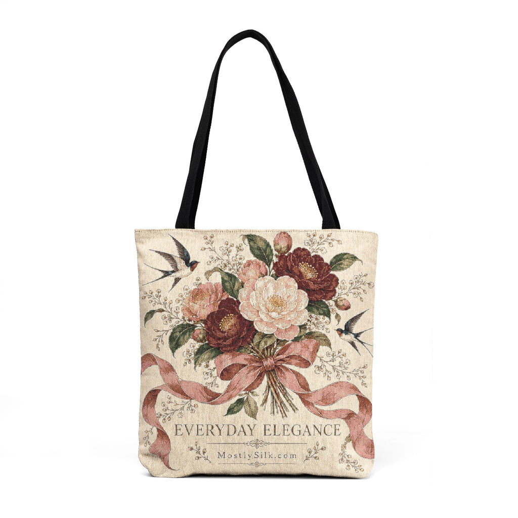 Vintage Floral Woven Tote Bag