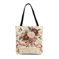 Vintage Floral Woven Tote Bag