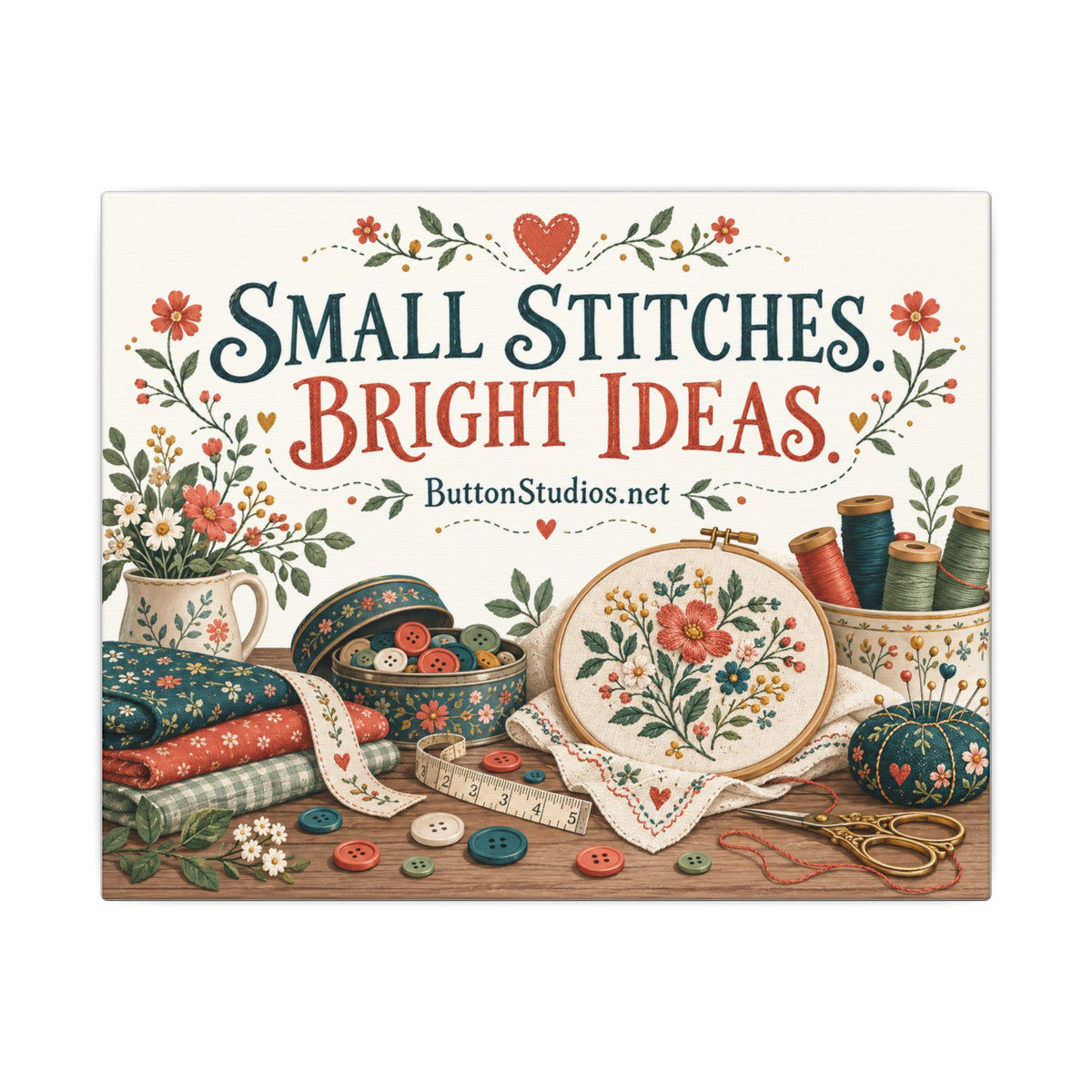 Small Stitches Bright Ideas Canvas Wall Art