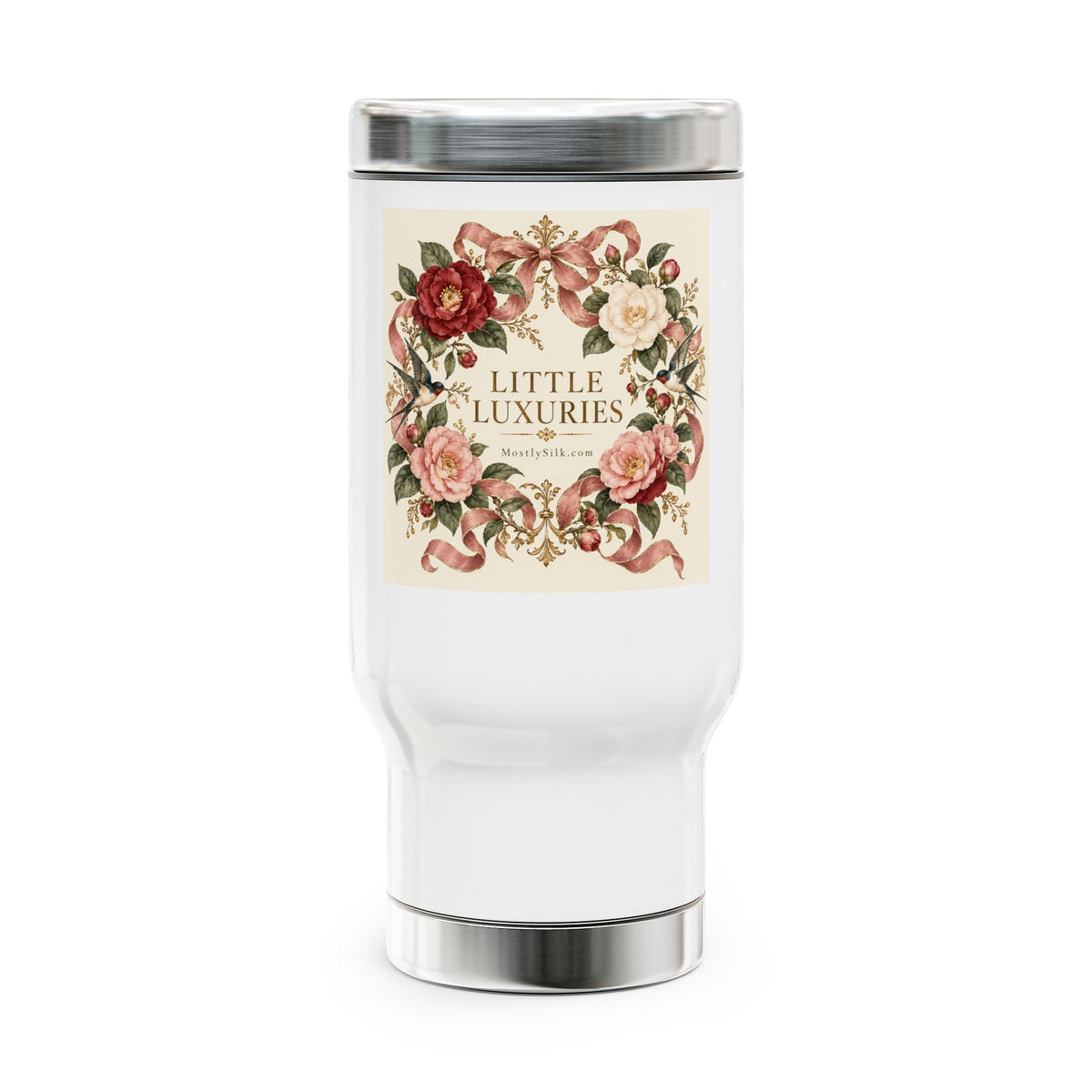 Floral 'Little Luxuries' 14oz Stainless Travel Mug with Handle
