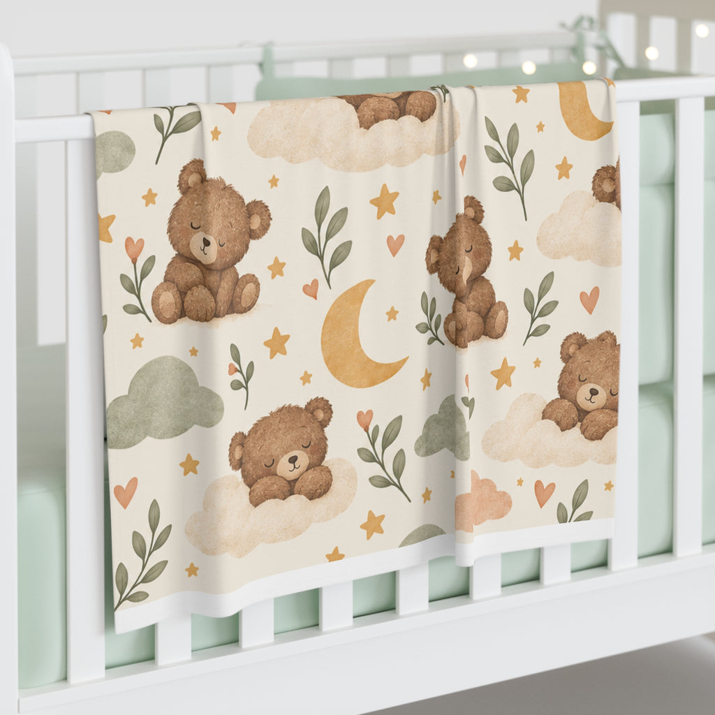 Baby Swaddle Blanket — Neutral Teddy Bears, Moons & Clouds Swaddle for Newborns (Gender Neutral)
