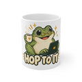 Hop To It Frog Coffee Mug - Cute 11oz Ceramic Tea Cup with Laptop & 'Hop To It' Design