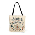 Stitch Story Woven Tote — Cross‑Stitch Embroidery Market Bag