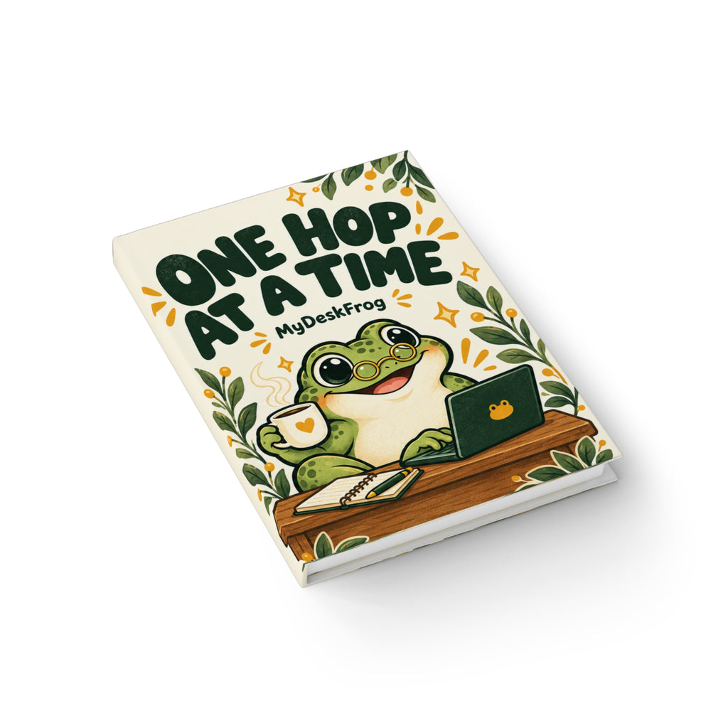 One Hop at a Time Frog Journal — Cute Motivational Blank Notebook for Work & Self-Care