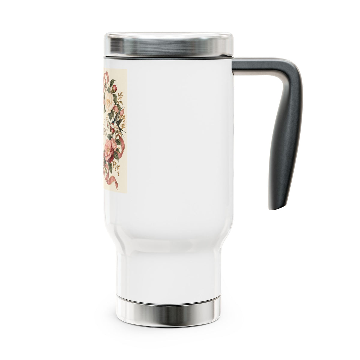 Floral 'Little Luxuries' 14oz Stainless Travel Mug with Handle