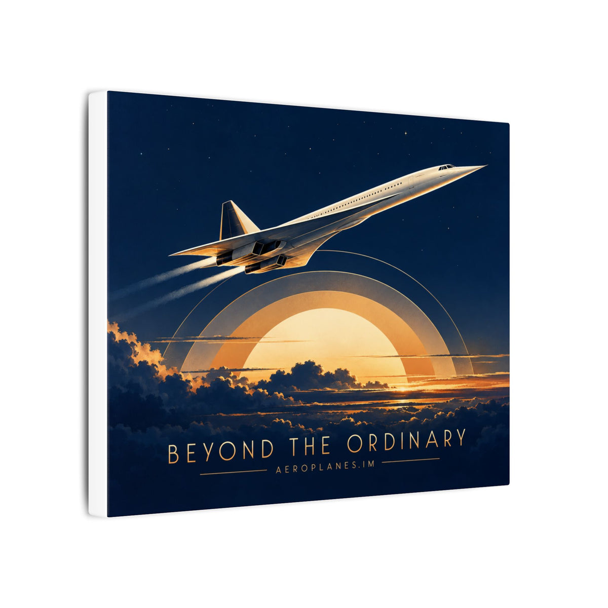 Beyond the Ordinary Supersonic Jet Sunset Canvas Wall Art