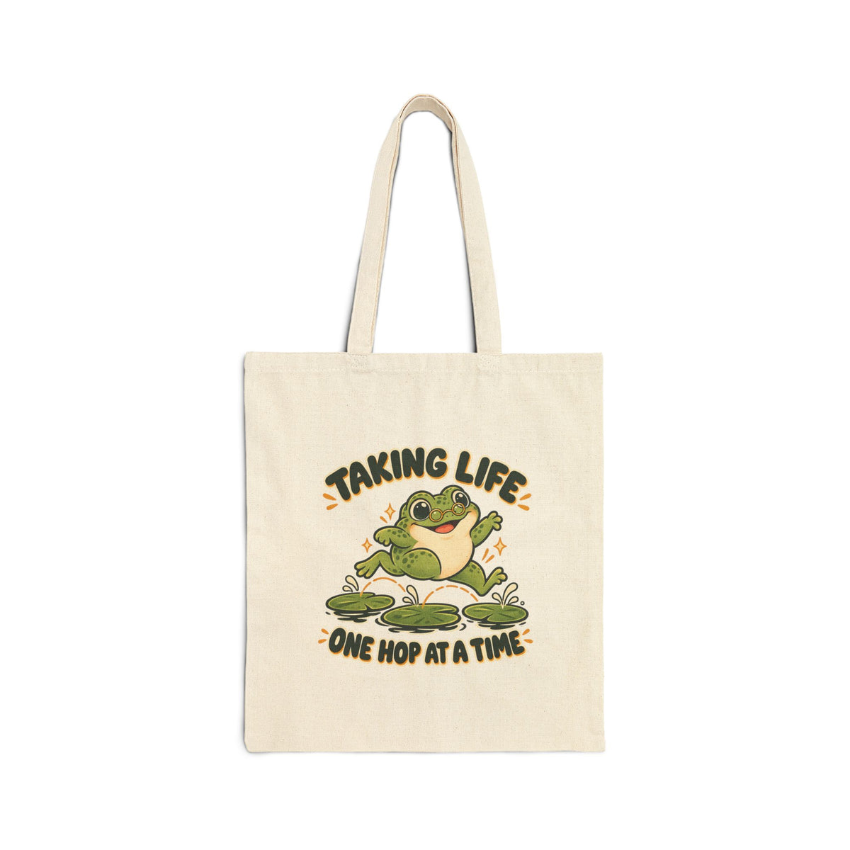 Canvas Tote - "Taking Life One Hop at a Time" Frog Eco Bag