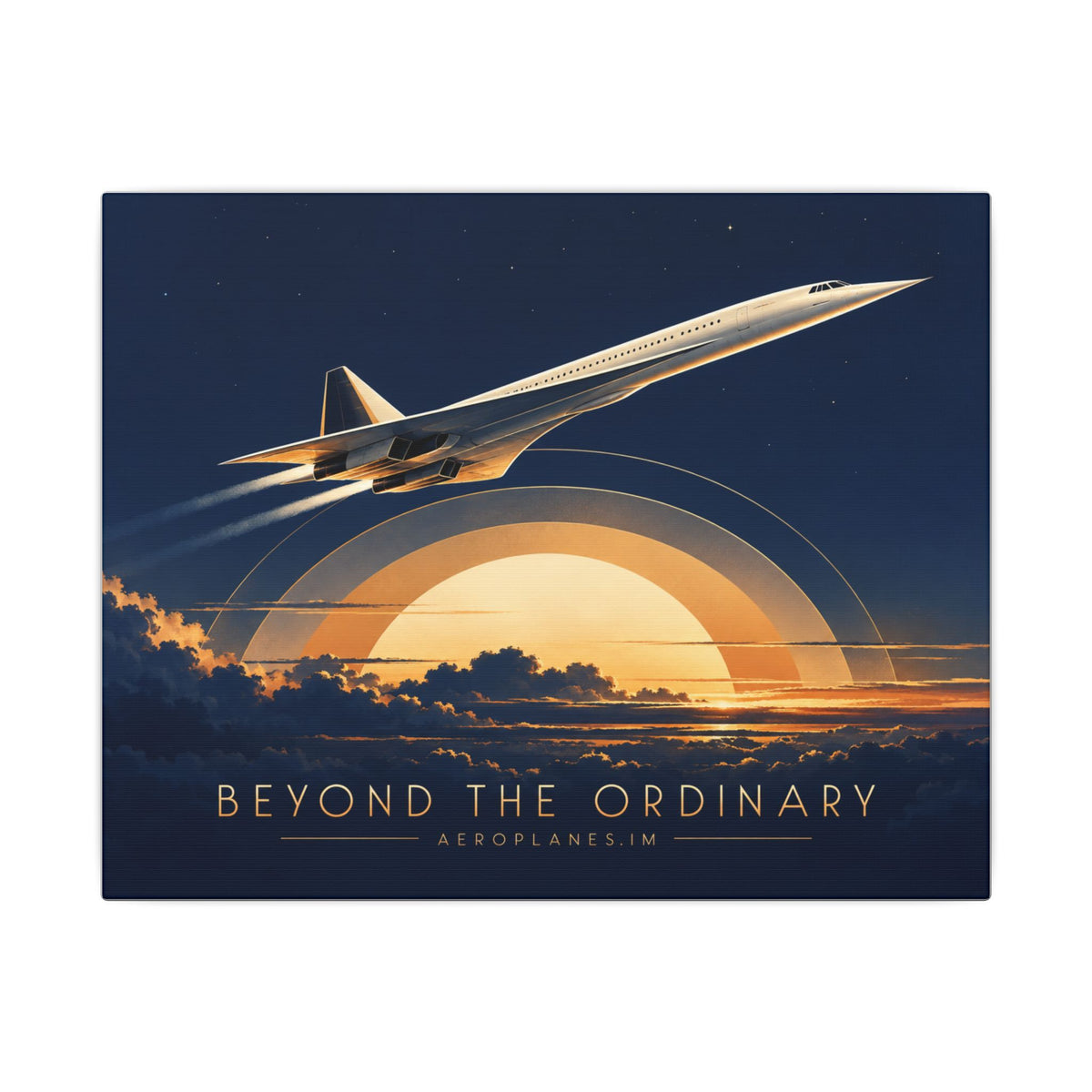 Beyond the Ordinary Supersonic Jet Sunset Canvas Wall Art
