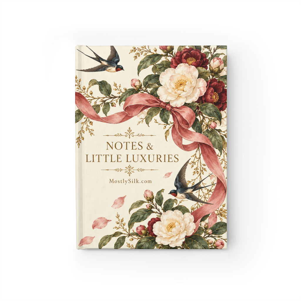 Floral Notes & Little Luxuries Journal — Vintage Ribbon & Swallows Hardcover